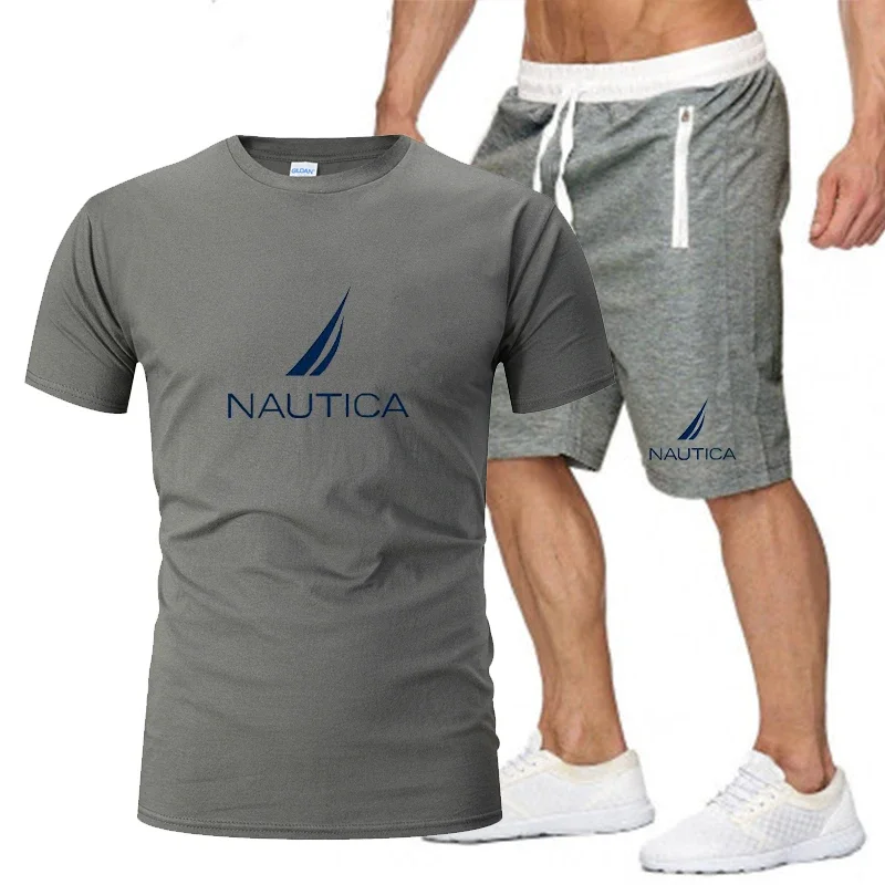 

2024 High Quality Brand NAUTICA Men's Two-piece Casual Sportswear/T-shirt and Shorts for Quick Drying and Breathability Summer