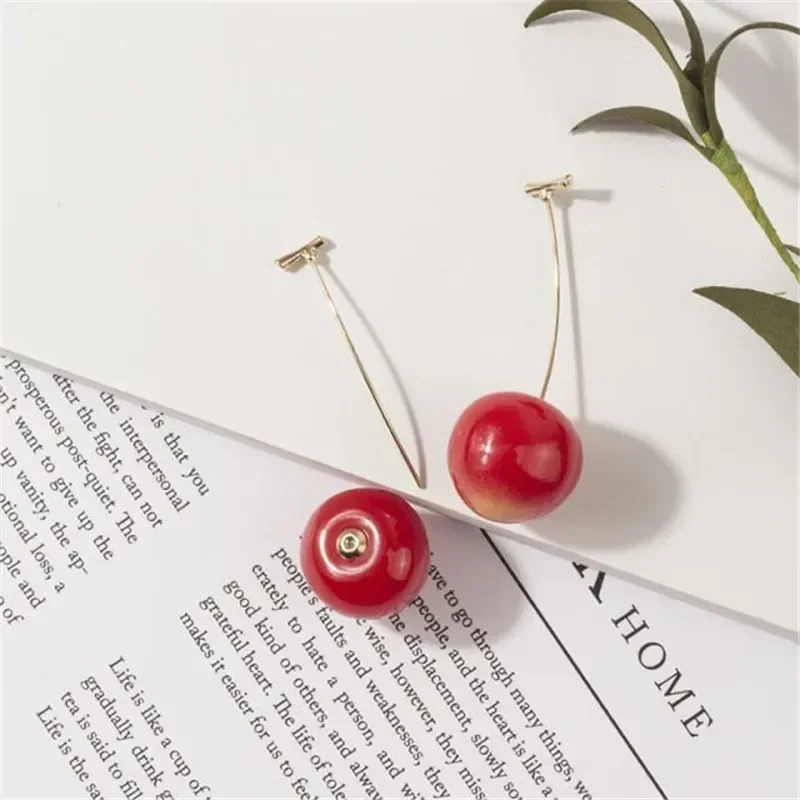 Earrings LATS New Cute Simulation Red Cherry for Women Girl Sweet Resin Student Fruit Fashion Jewelry Gift
