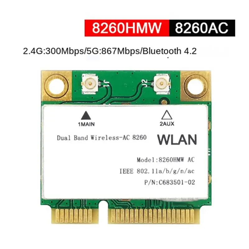 SWXF 1200M WiFi 무선 LAN 듀얼 밴드 2.4G 5Ghz 블루투스 4.2 기가비트 무선 LAN 어댑터 (Win7, Win8, Win10, Linux 7265HMW 호환)