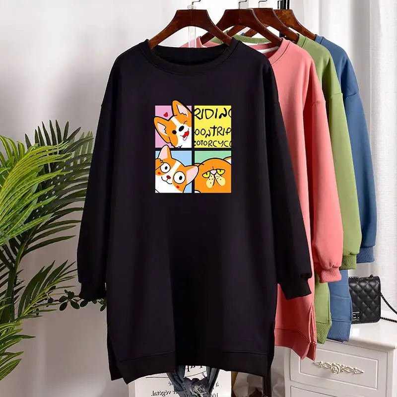 Autumn and Winter Women's Pullover Long Sleeve Korean Version Loose Elegant Commuter Print Long Comfortable Tops