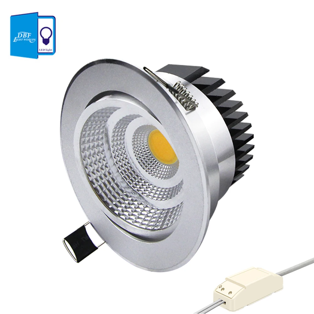 LED Downlight Silver Housing LED COB Downlight Dimmable AC110V/220V 6W/9W/12W/15W/18W Recessed LED Spot Light Decoration Ceiling Lamp