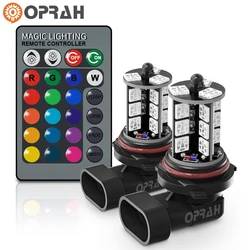 2pcs 881 H27 LED Fog Light Bulb RGB H1 H3 H4 H7 H11 HB3 HB4 9005 9006 Multi Color Auto Fog Lamps Car Driving Running Light 6000K