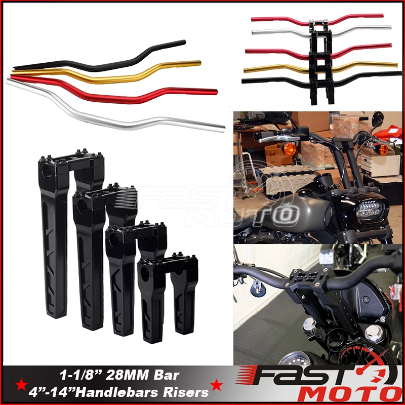 

Thug Club Style T-bar 1-1/8" 28mm Handlebar Riser Handle Bar Mount 4"-14" for Harley Dyna Sportster Softail Chopper Cafe Racer