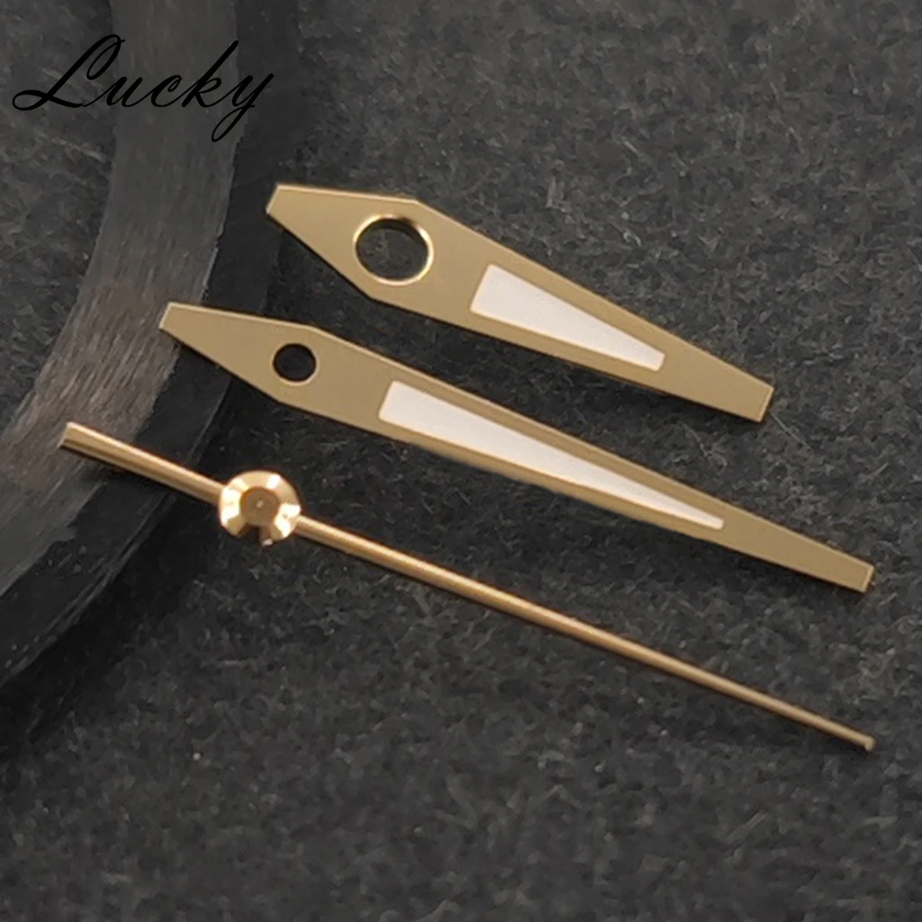 Silver, Black, Rose Gold, and Gold Watch Hands with Green Luminous Finish