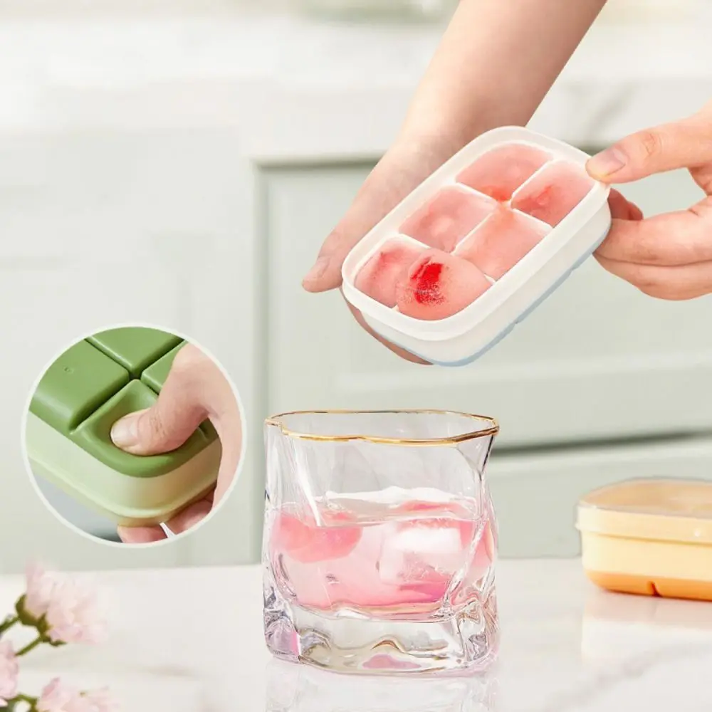 High Quality 6 Grids Ice Cube Mold Easy To Release with Lid Freezer Ice Tray DIY Tools Maker Cube Storage Box