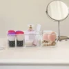 Cotton Pads Holder Organizer 3-Grid Cosmetic Pads Storage Box with Lid Acrylic Makeup Brush Holder Dispenser Transparent Cotton 3