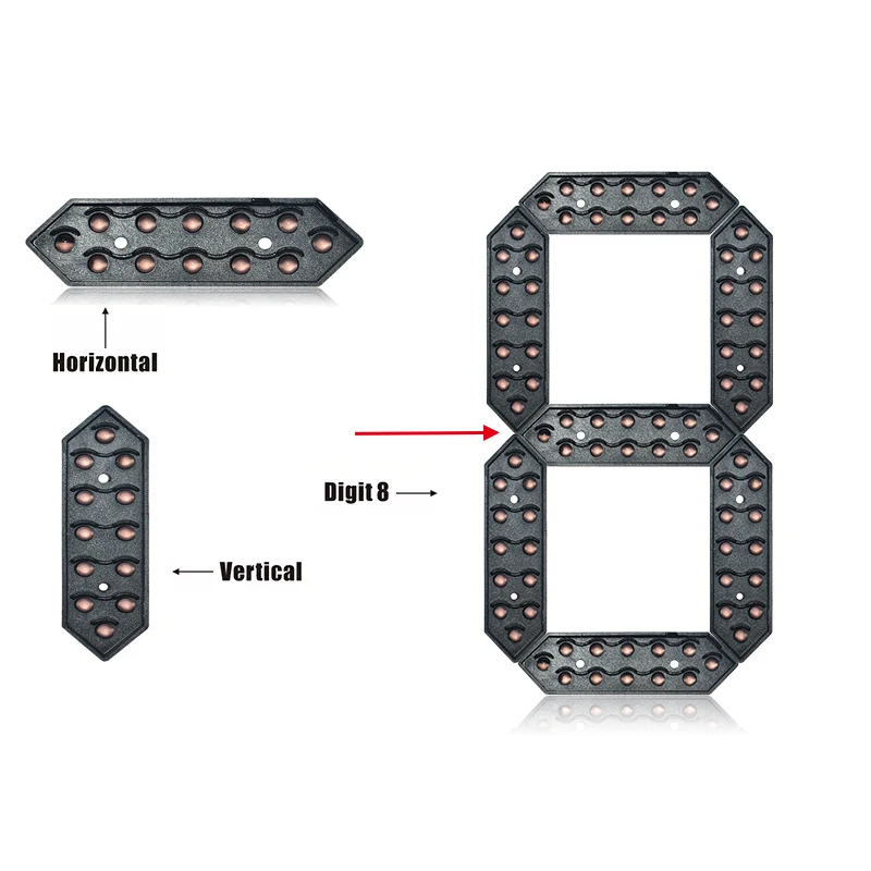 Hot Sale 8 inch Waterproof 7segment Digital Led Module For Price/Time/Temperature/Score Sign