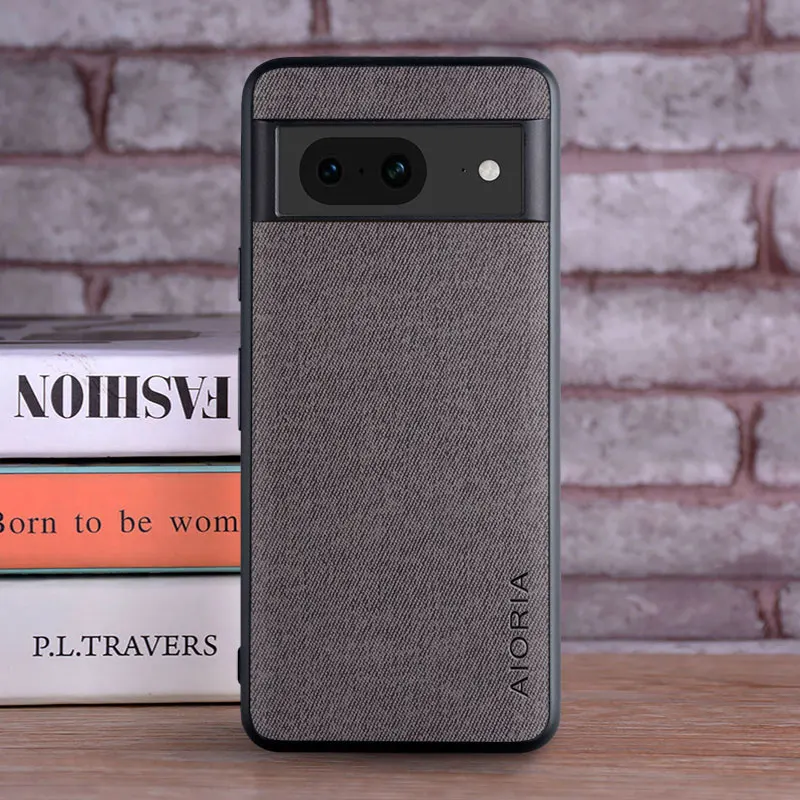 thumbnail image 1 of Luxury Textile Leather Case for Google Pixel 8 Pro 7 7A 6 6A 5 5A 4 XL 4A 5G Soft TPU with Hard PC 3in1 material Phone Cover, 1 of 5