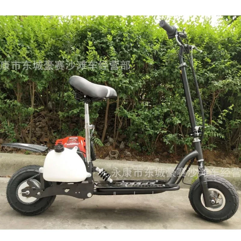 Foldable Two-Wheel Gasoline Scooters Four-Stroke Fuel Power Steam Small Mini Pedal Motorcycle