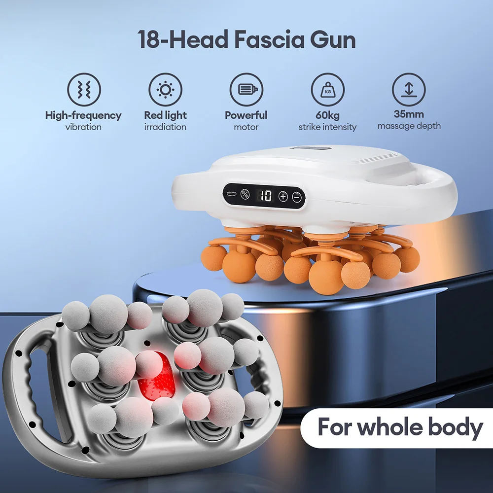 18-Head Fascia Gun High-Frequency Vibration Body Massage Gun Waist Back Massager Neck Shoulder Massage Machine Muscle masajeador