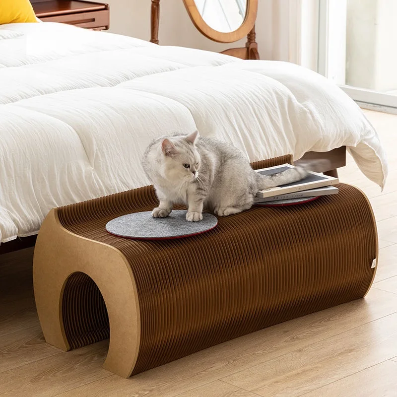 Foldable Craft Paper Honeycombe Cat Tunnel Bench Stool Stretching Cat Tunnel Playhouse Modern Folding Stool Leisure Chair Bench