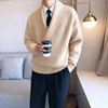 Mens Sweaters Autumn Winter Fashion Big V-neck Hangs Personality Knitted Sweater Men's Casual Loose Pullovers Sweaters Male Coat 1