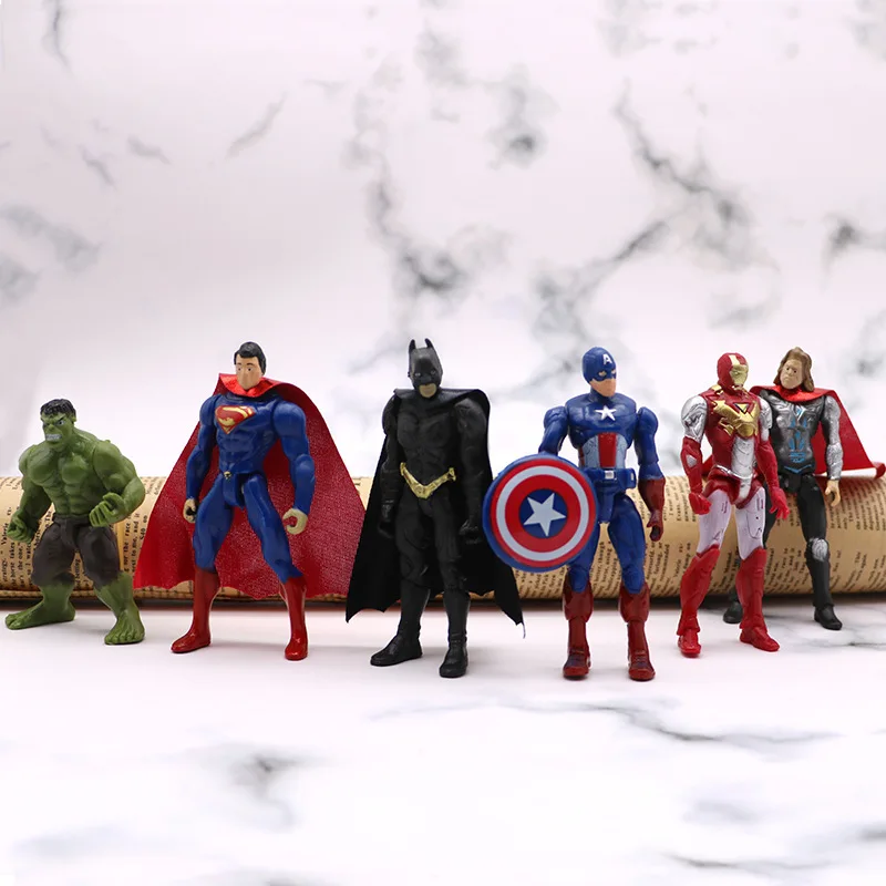 

6pcs Set Marvel Avengers 10CM Marvel Avengers Spiderman Captain America Hulk Iron Man Thanos Mini Action Figure Hot Toys Kids