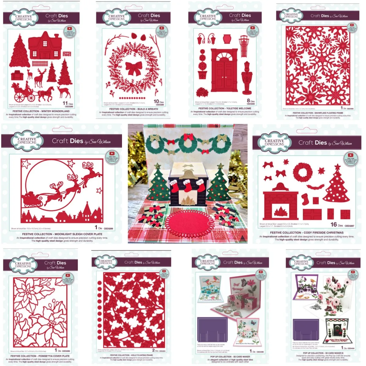 2-Piece Christmas Wreath Metal Die Cuts - Deer House Tree Cutting Dies For Card Making