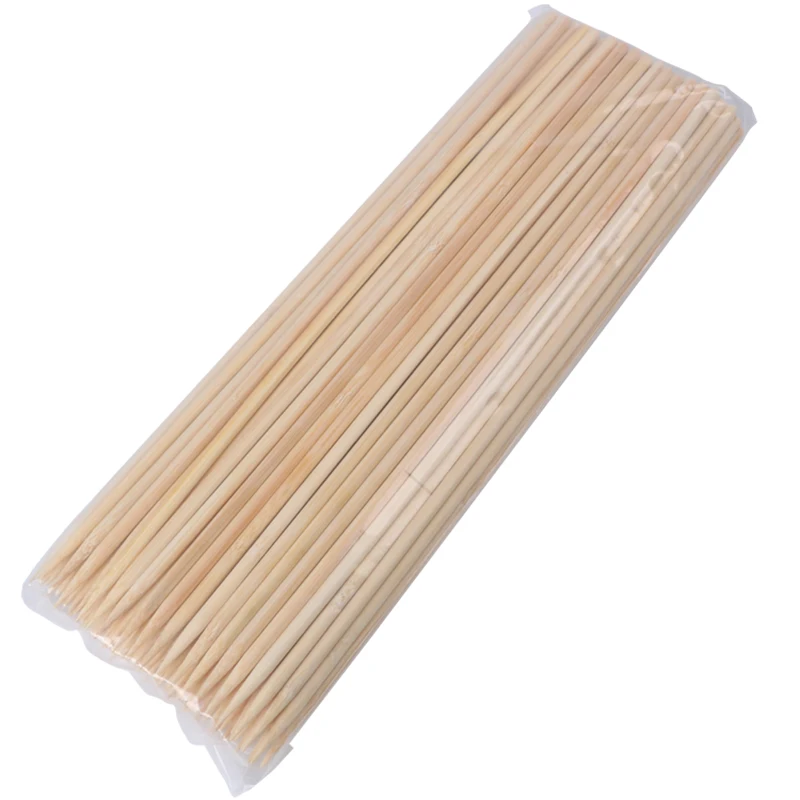 100pcs 20-50CM BBQ Bamboo Wooden BBQ Skewers Food Bamboo Meat tool Barbecue Party Disposable Long Sticks Tools Accessorie
