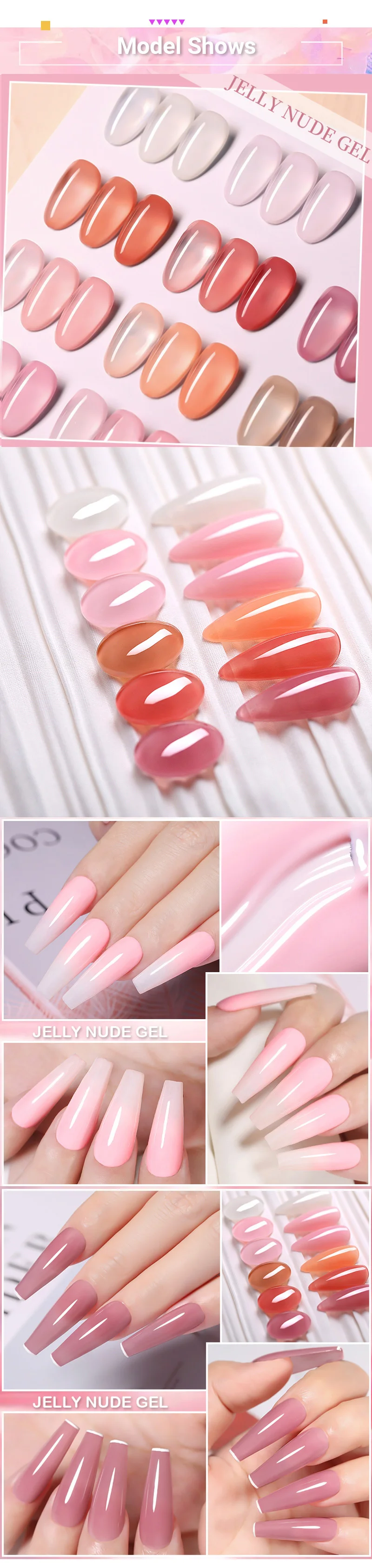 Description Picture 3 of itemLILYCUTE 7ML Jelly Nude Pink Gel Nail Polish Translucent White Varnish Manicure Semi Permanent Soak Off UV LED Nail Art Gel