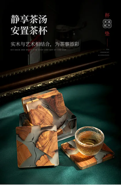 Japonês de madeira xícara de chá esteira resina isolamento térmico simples  suporte copo gaxeta cerimônia chá acessórios do agregado familiar yabai chá  esteira - AliExpress