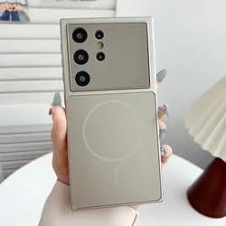 Metallic Paint Magnetic Case with Large Window Camera Protection and Wireless Charging Compatibility - Galaxy S23 Ultra (Gray)