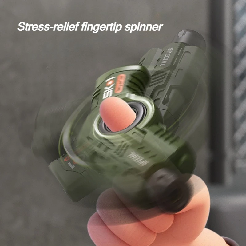 2er-Pack EDC Fidget Launcher, revolverförmiges Kunststoffmodell mit Mini-Fingerspitzen-Spinner, inklusive 6 Saugdarts, Stressabbau_voghion.com