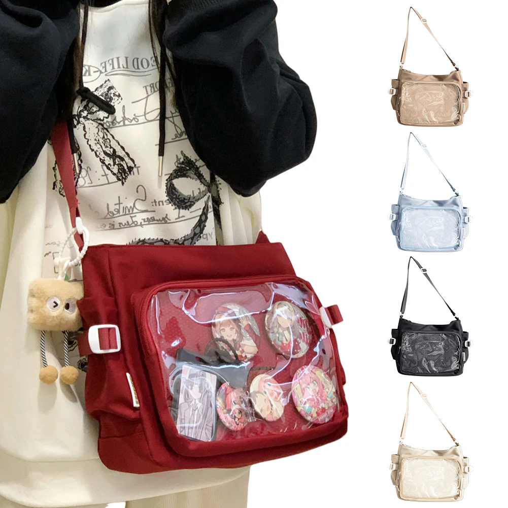 Y2K Trendy Women Ita Bag Lolita Girl Teenagers Transparent Pocket Fashion Crossbody Bag Japanese Cute Clear Shoulder Bag Purse