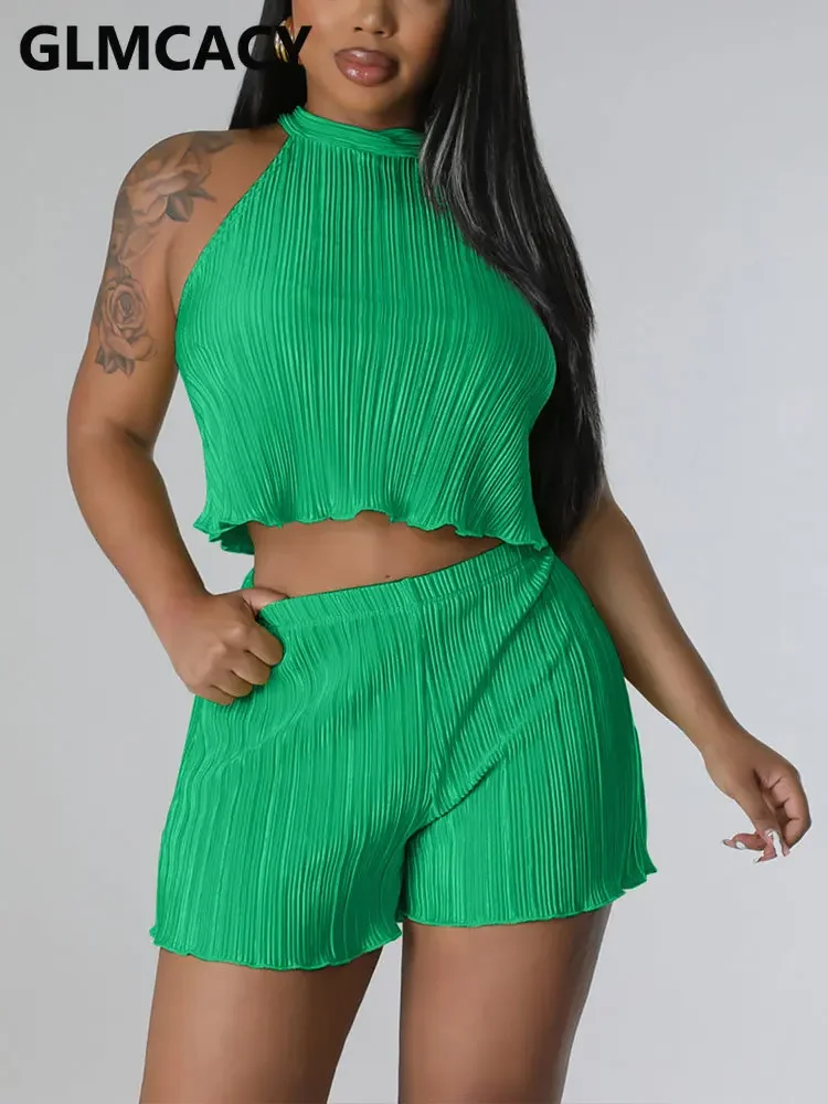 

Women 2 Piece Summer Shorts Set Sleeveless Tank Top & Slim Shorts Set