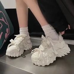 Sneakers Women Designer Vulcanized Shoes Fashion Lace-up Wedge Platform Dad Shoes Casual Women Sport Shoes Zapatillas Mujer