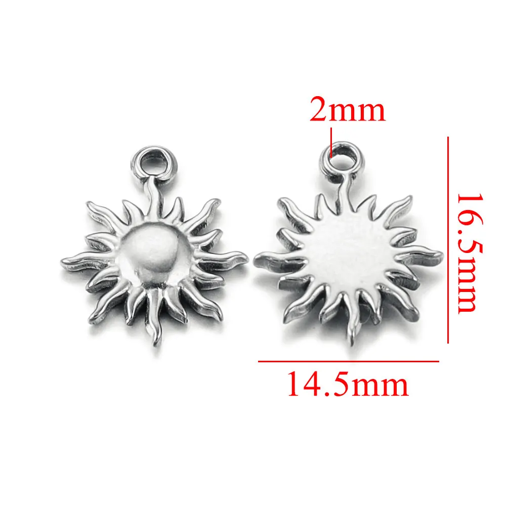 10 Teile/los Edelstahl Vergoldet Kleine Charme Sonne Blume Krone Anhänger DIY Halskette Ohrringe Schmuck Zubehör Großhandel – Detail 17