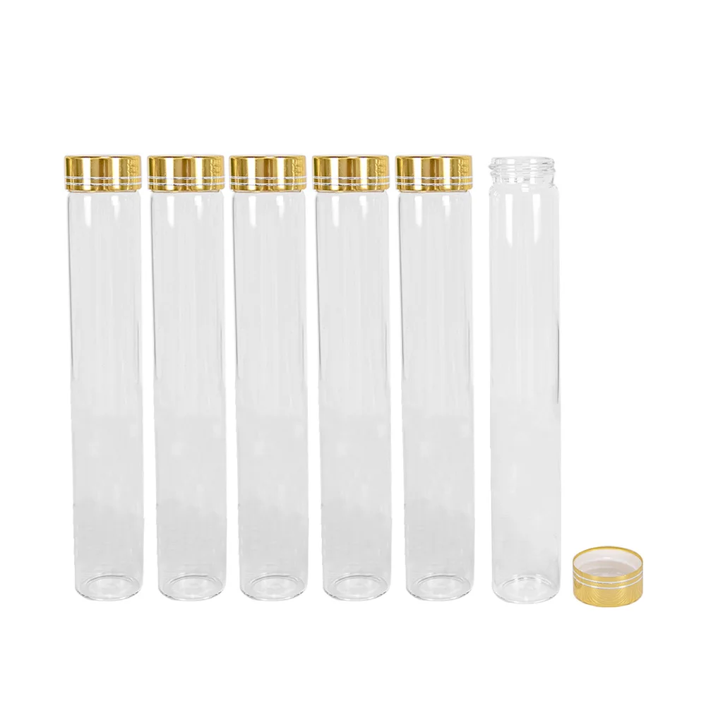 

12pcs/Lot 100ml 30*180mm Long Glass Bottles with Golden Aluminum Caps 100CC Jars Vials
