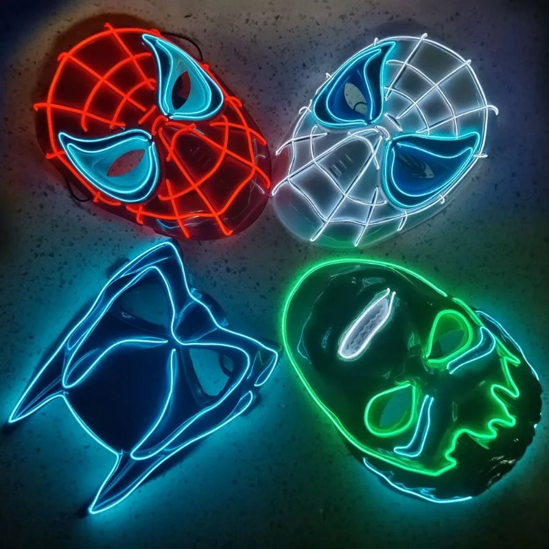 Marvel Spiderman Hulk Batman Cartoon Luminous Mask The Avengers Adult Children'S Prom Cosplay Puntelli Regalo Anime Kids Toys