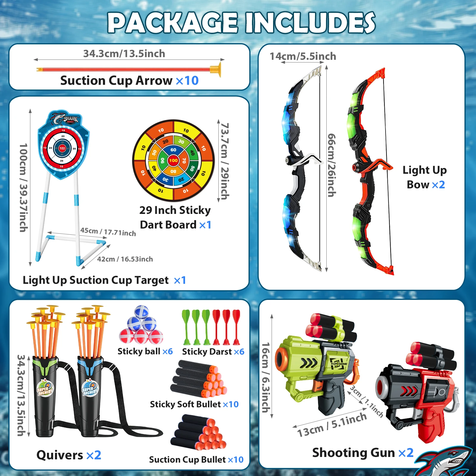 VATOS Night-Light Bow Arrow Guns Toy For Kids Archery Stand Target Board Indoor Outdoor Game Toys Boys Girls Christmas Gift_voghion.com