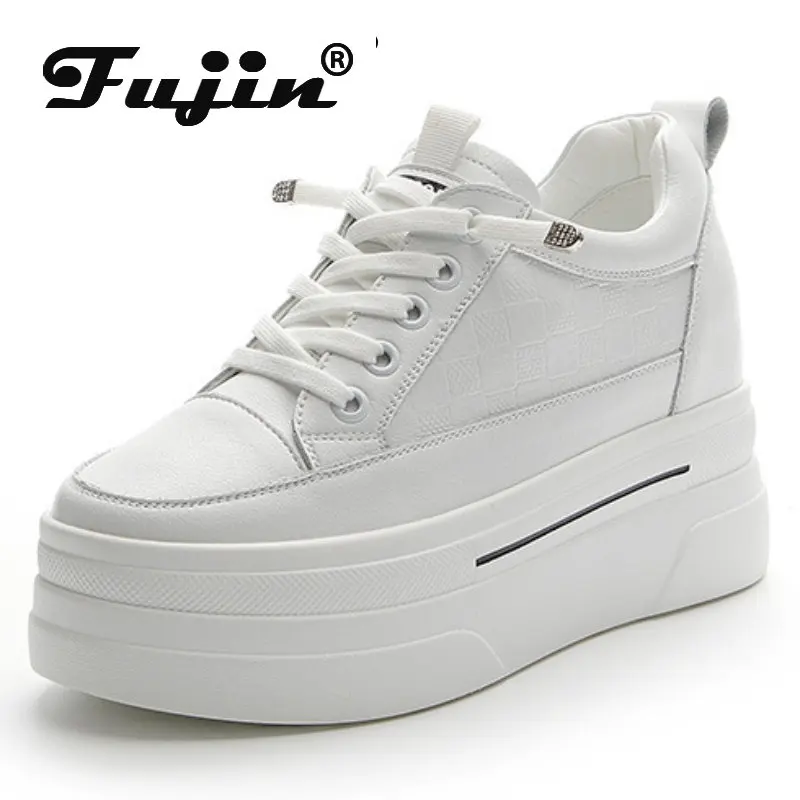 

Fujin 7cm Natural Cow Genuine Comfy High Brand Casual Shoes Ladies Vulcanize Leather Women Platform Chunky Sneakers Lady Loafers