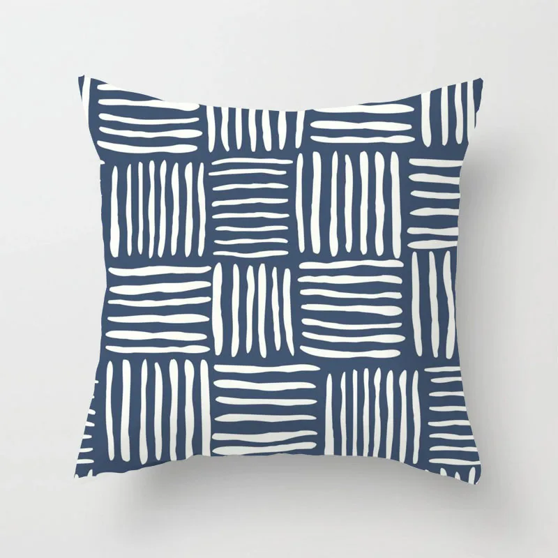 

Navy Blue Geometry Sofa Pillow Cover Cushion Cover 40x40cm Pillowcase Cushion Case Sofa Bed Home Decor Living Room Car Office
