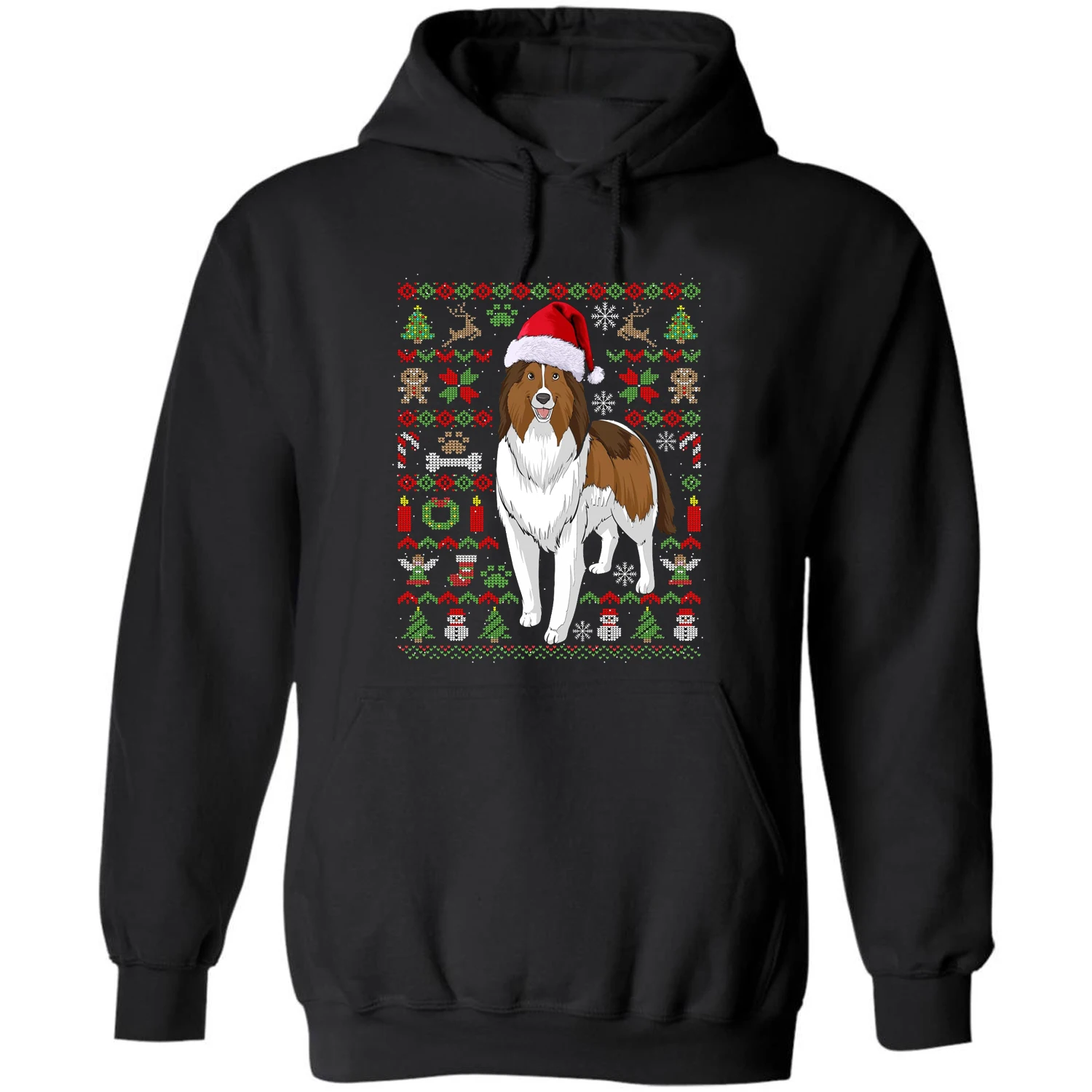 

Ugly Christmas Sweater Shetland Sheepdog Dog Lovers Gift Pullover Hoodie 100% Cotton Casual Mens Sweatshirts Xmas Streetwear