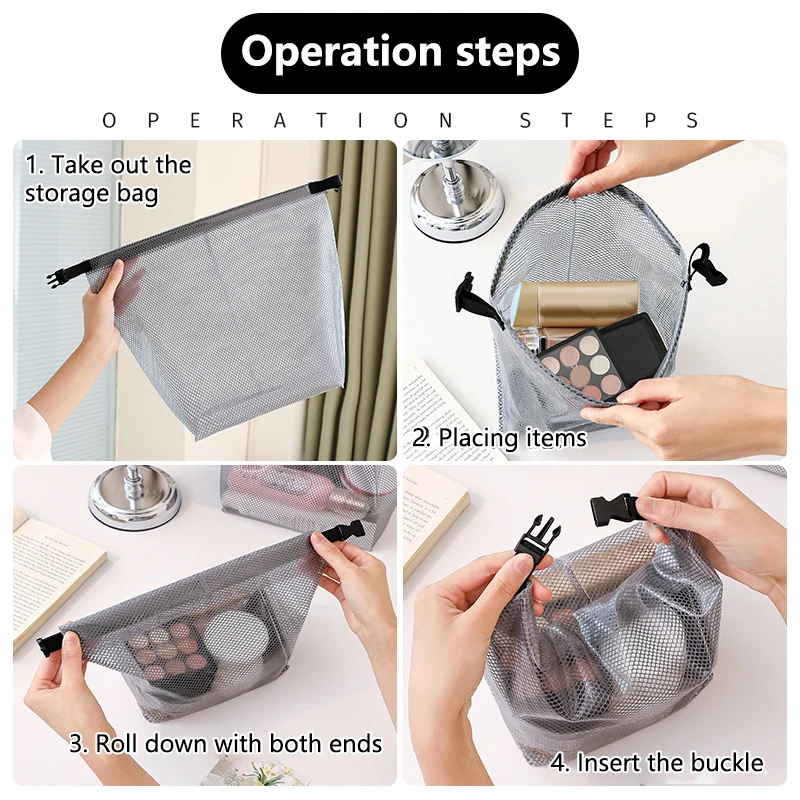 Portable Large Capacity Shopping Bag Snap Toiletry Bag Transparent Waterproof Tote Bag Cosmetic Storage Bag Handbag 4