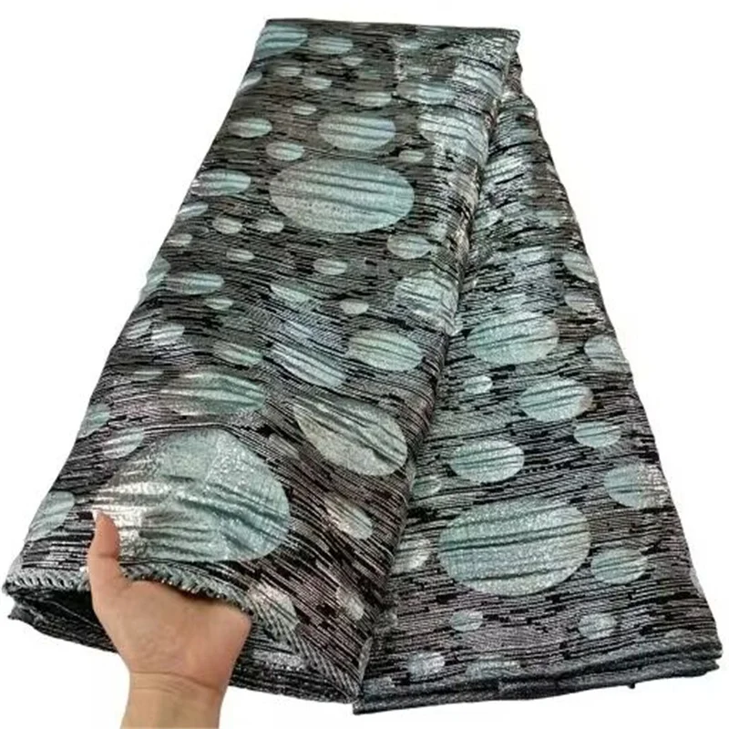 

Fashion African Brocade Jacquard Fabric Woman Organza Lace Material Floral Mesh Cloth Nigerian Tulle French Net Tissu Green