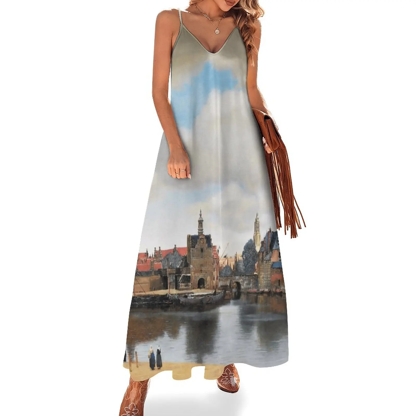 

HD View of Delft, by Johannes Vermeer HIGH DEFINITION Sleeveless Dress Casual dresses Party dresses for women