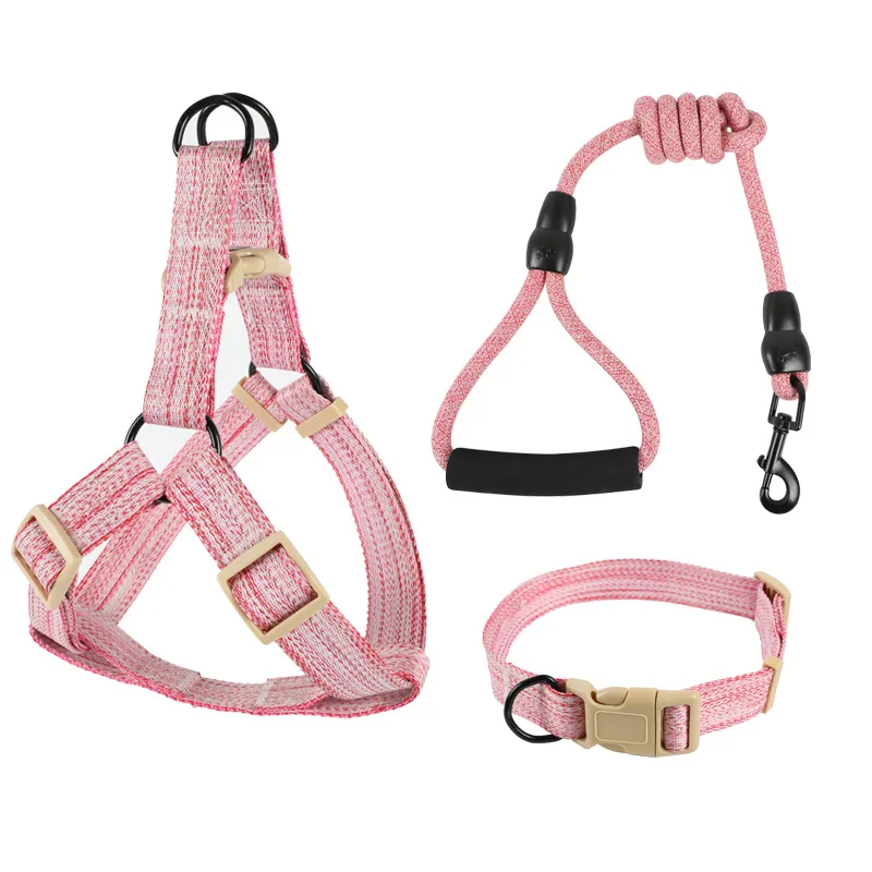 Three-piece Set Of Pet Dog Chest Strap Vest Dog Leash Explosion-proof Collar Outdoor Supplies Small Dog Walking Leash Three-piece Set Of Pet Dog Chest Strap Vest Dog Leash Explosion-proof Collar Outdoor Supplies Small Dog Walking Leash