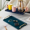 Luxurious Rectangular Storage Tray Plastic Serving Tray with Handle Fruit Snacks Dessert Dinner Plate Tea Tray Food Cosmetic Pan 2