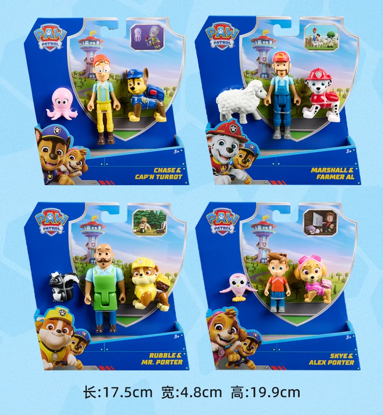 100% genuino Paw Patrol capitán turbo Mayor Goodway Chickaletta Humdinger Danny Yumi conjunto de figuras de acción niños