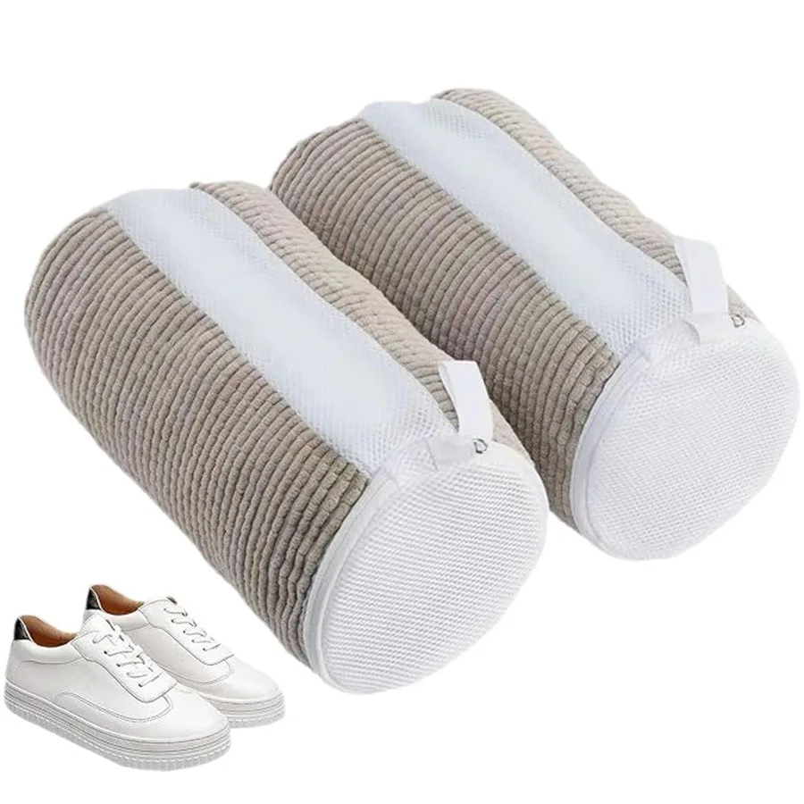 NEW Side Zipper Shoe Bag for Washing Machine Chenille Velvet Lined Shoe Washing Bag Portable Fluffy Fiber Sneaker Laundry Bags