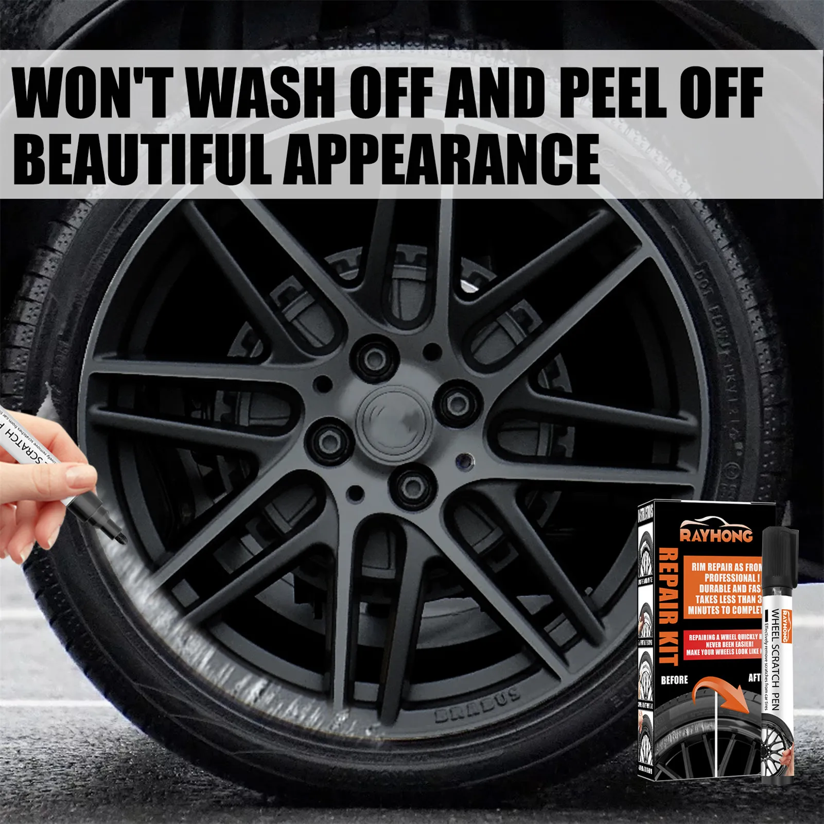 Car Wheel Rim Scratch Repair Kit Universal Markers & Fillers All Colors For Rims Quick And Easy