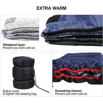 REDCAMP Cotton Flannel Sleeping Bag for Camping Backpacking, Adults Cold Weather Envelope Sleeping Bags with 2/3/4lbs Filling 4