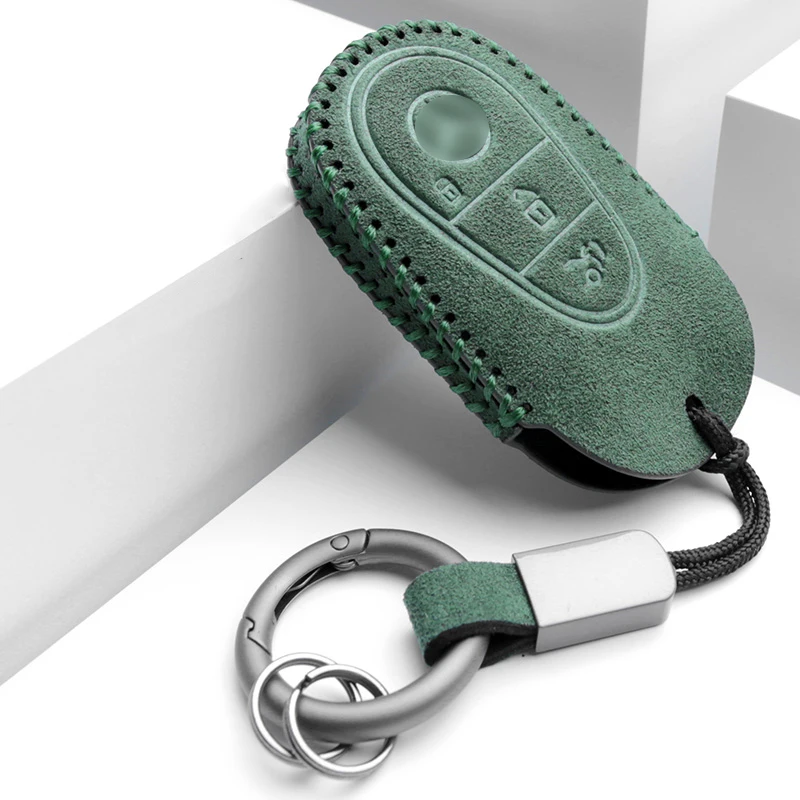 

Luxury Suede Leather Key Case For Mercedes-Benz C-Class W206 S-Class W223 S350L S400L S450L S500L 2022 Car Key Case Cover Fob