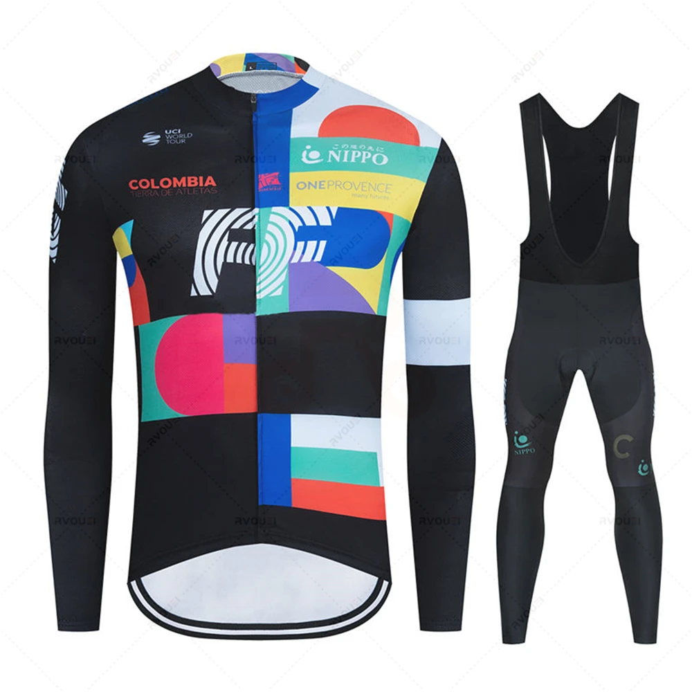 Cycling Jersey Set for Men, Bib Pants, Long Sleeve, Bicycle Clothing, MTB Bike Jersey, Uniform, Spring, Autumn, New
