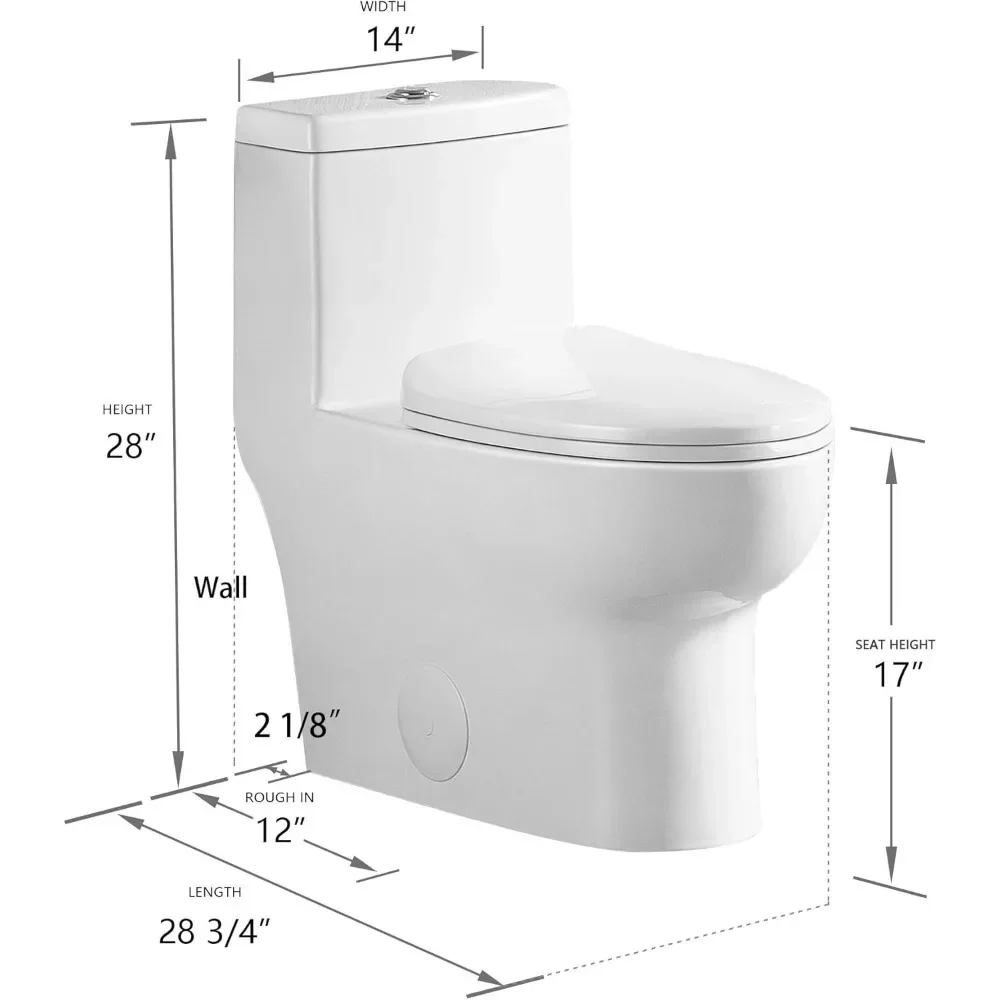 Elongated One Piece Toilet, Dual Flush 0.8/1.28 GPF Toilet with Comfortable Seat Height, Powerful & Quiet Modern Standard Toilet 3