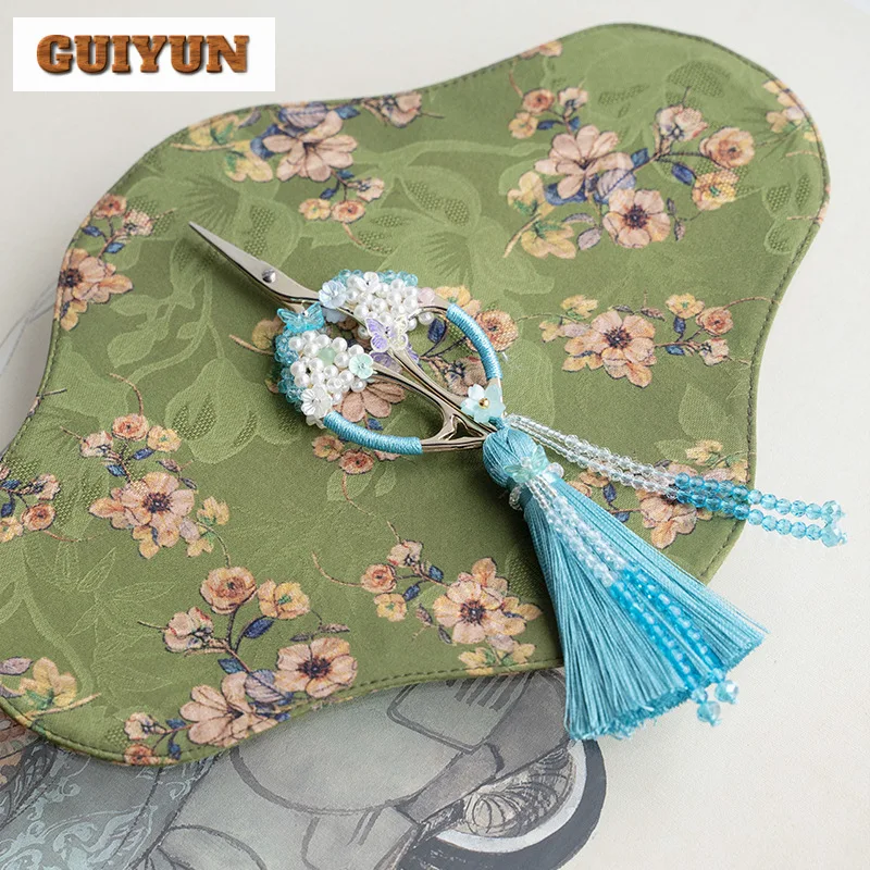 Creative Handmade Woven Tassel Tea Scissors Light Luxury Tea Packing Bags Cutters Small Shear Chinese Set Accessories Gifts