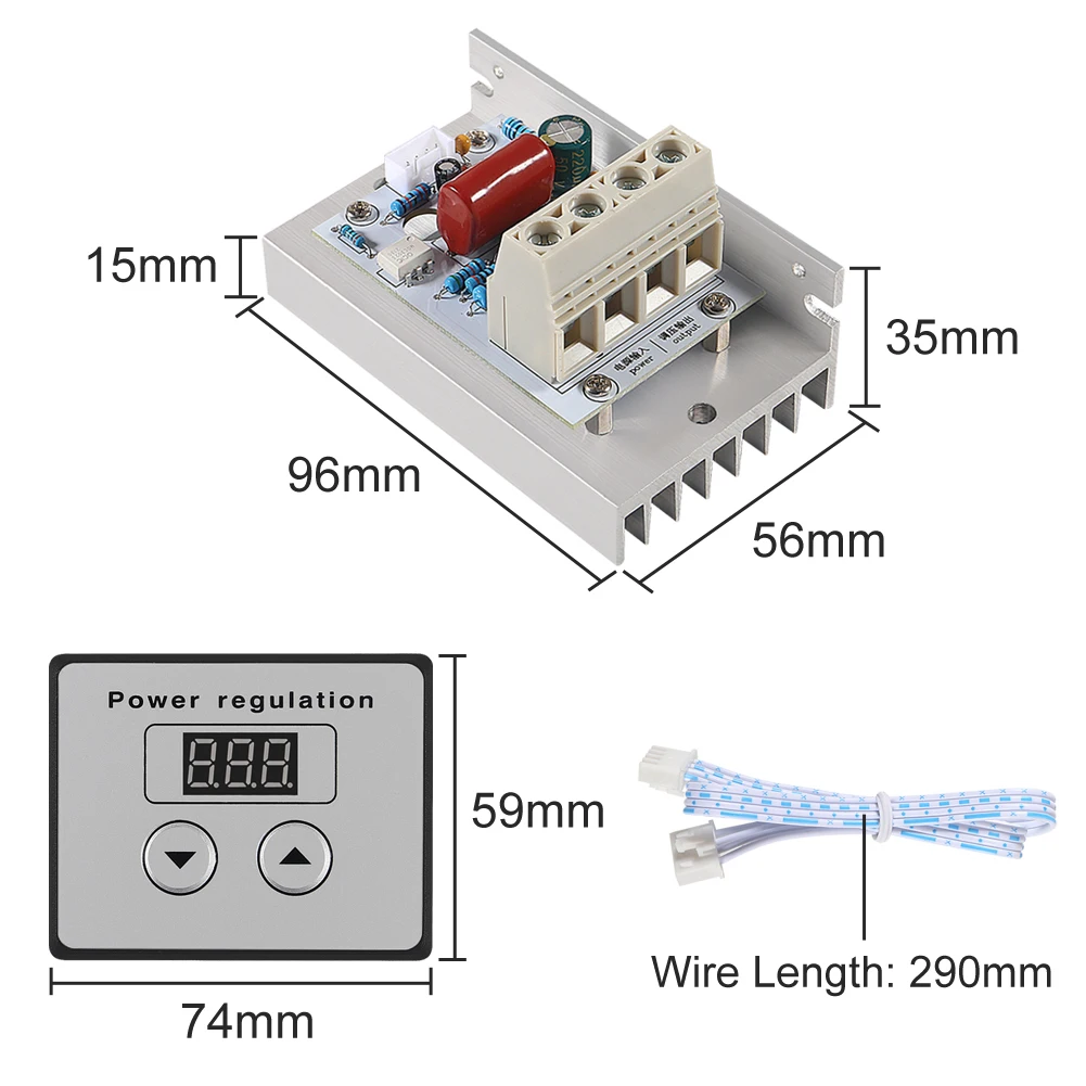 AC 220V 10000W SCR Digital Control Electronic Voltage Regulator Speed Control Dimmer Thermostat with Digital Meters Power Supply