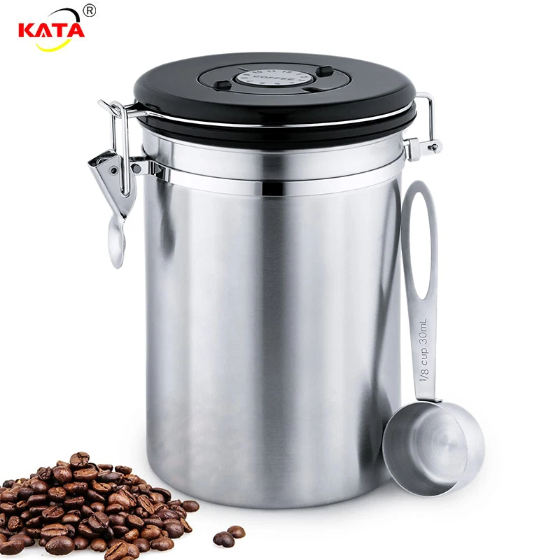 

2022 NEW Stainless Steel Airtight Coffee Container Storage Canister Vacuum sealed cans Coffee jar Canister For Coffee Beans Tea
