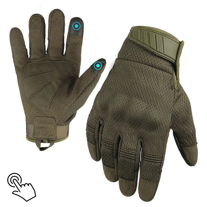 

Breathable motorcycle off-road protective gloves Military tactical gloves Touch screen full finger gloves Mesh camping equipment