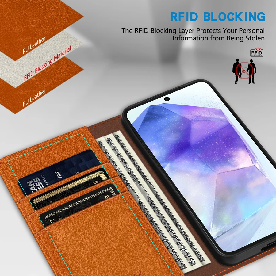 Brieftasche Karte Slot Magnetische Flip Ledertasche Für Samsung Galaxy A05s A12 A13 A14 A15 A24 A25 A32 A33 A34 A35 A51 A52 A53 A54 A55 – Detail 17